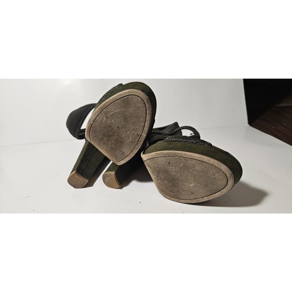 Zara Fabric Wraparound Sock-Fit Cut-Out Sandals Khaki/Olive Green Size 8.5 - Picture 4 of 5